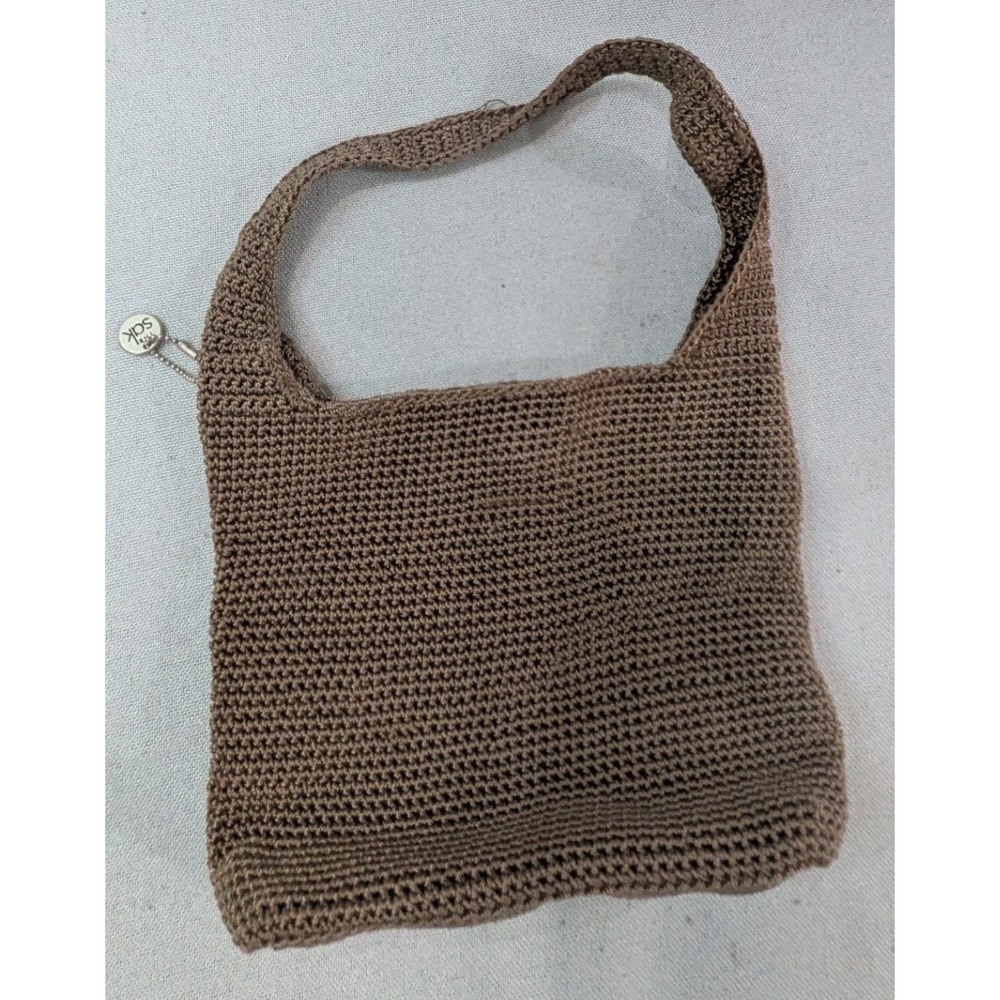 The Sak Crochet Shoulder Bag Womens Small Brown Excellent Boho Knit Purse